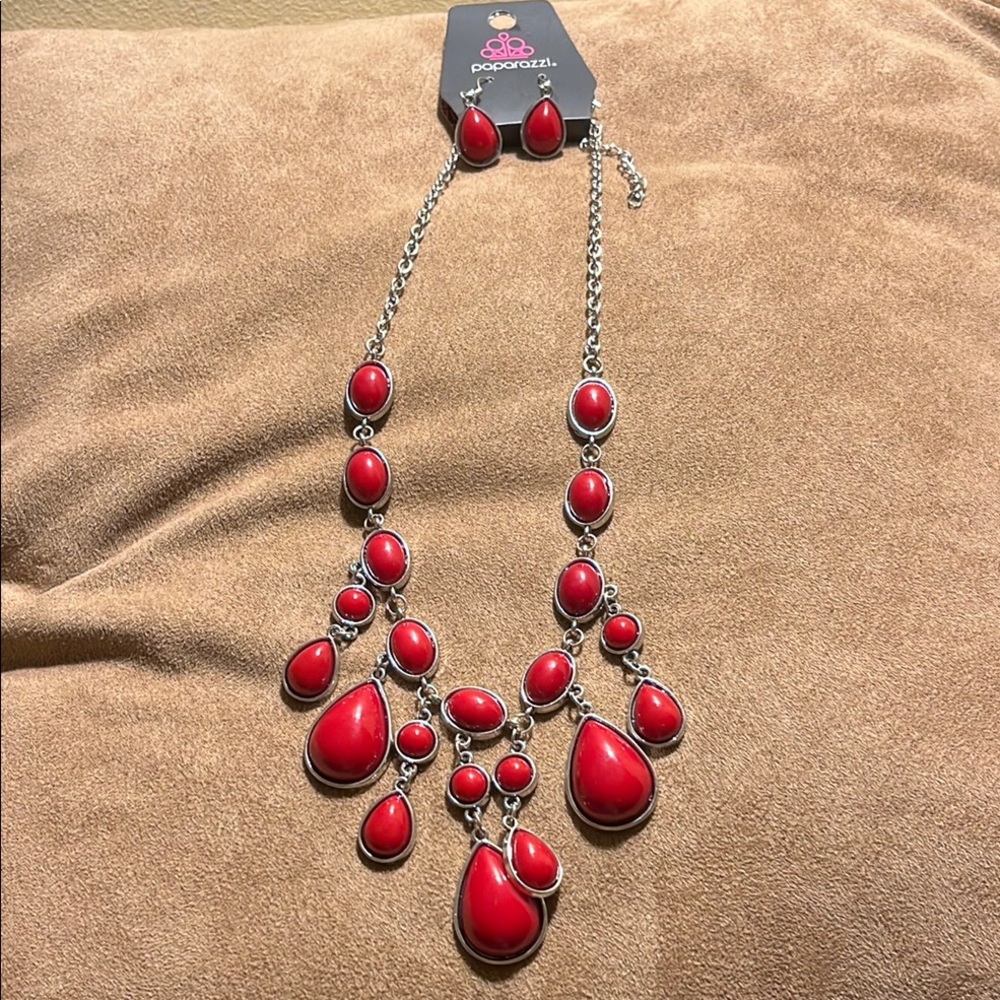 Paparazzi Red Scarab Necklace and Earring Set NWT for offers welcome